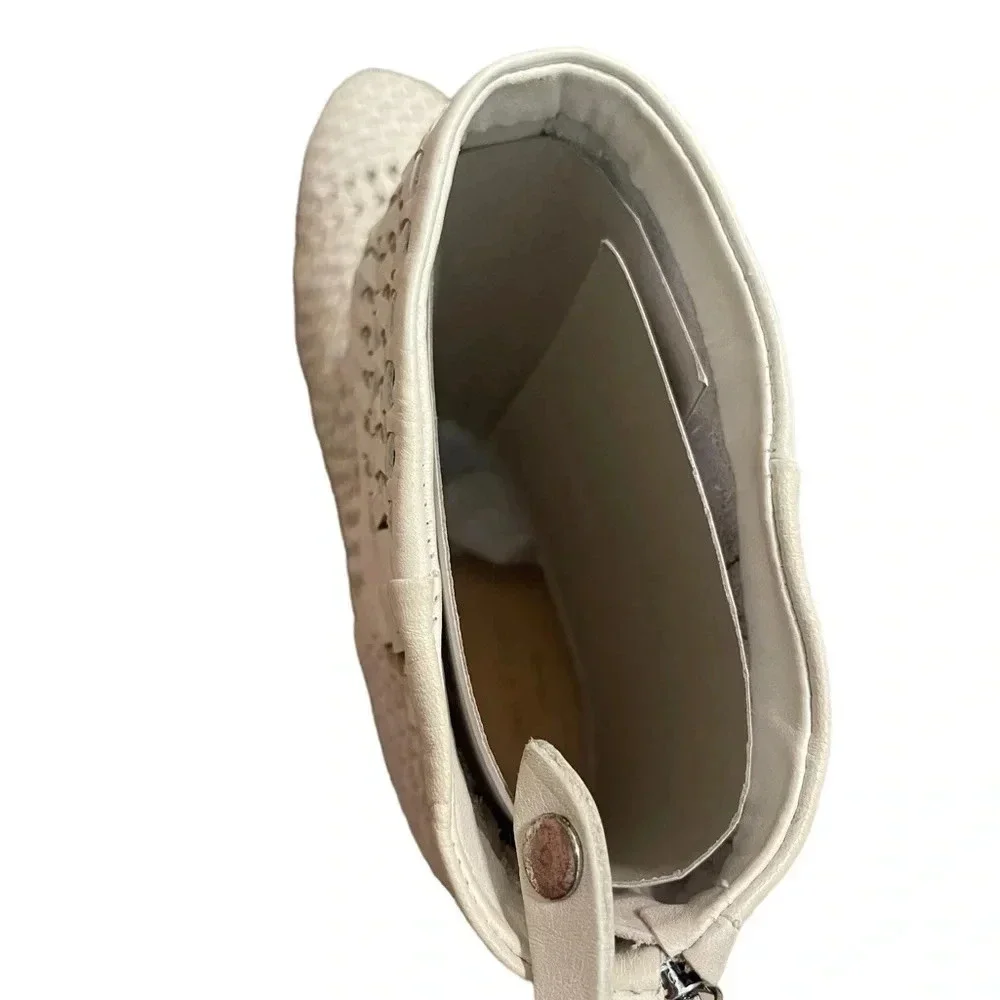 👢 Rag &‎ Bone Newbury Woven Leather Ankle Boots Ivory Size 10 $595 Retail 👢
